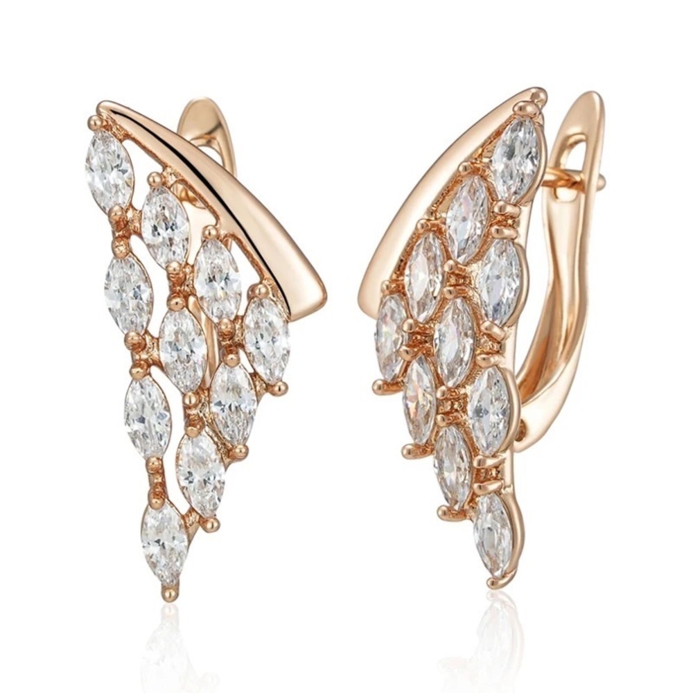 Rose Gold Plated Full Zirconia Drop Shiny Earrings